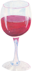 Watercolor Italian Food Red Wine